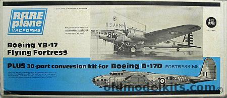 Rareplane 1/72 Boeing YB-17 Flying Fortress Plus RAF Fortress Mk1 B-17D Conversion - (B-17 Prototype) plastic model kit
